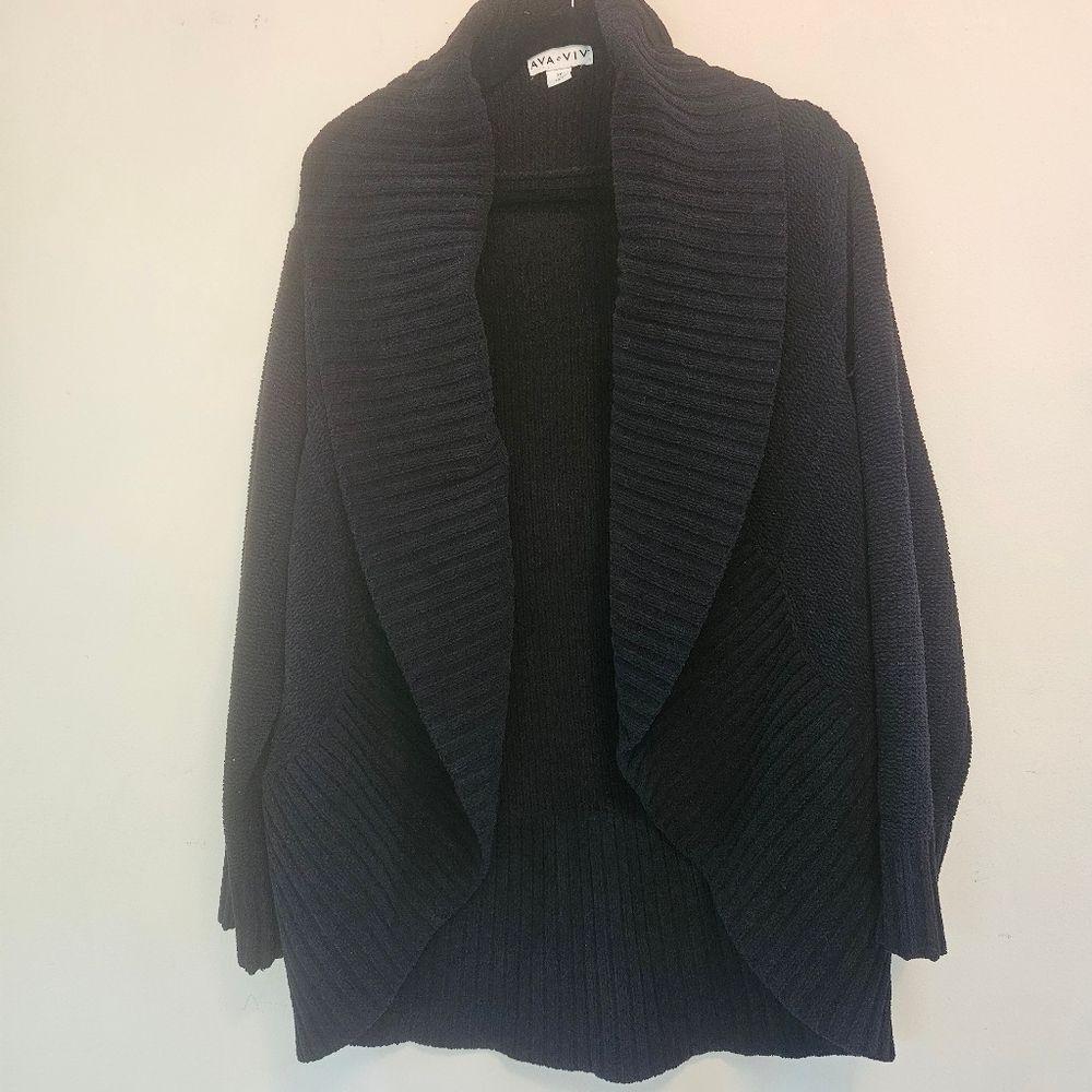 Ava & Viv Black Sweater Cardigan Shawl Wrap Women Size 2XL Heavy Knit Layering